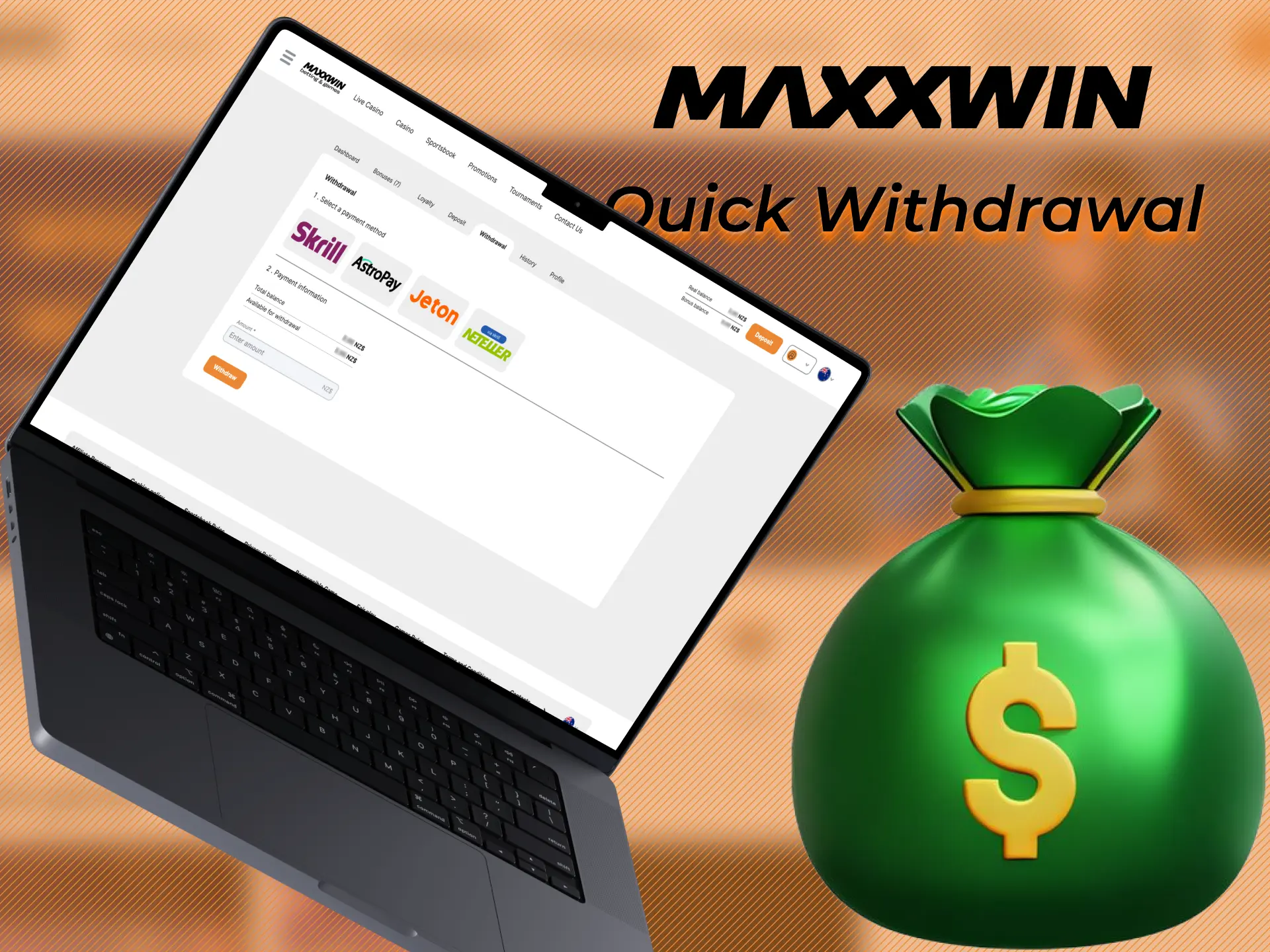 Maxxwin website offers several withdrawal methods.