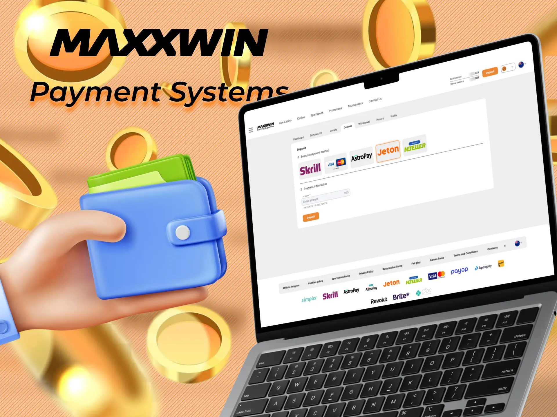 Maxxwin supports several methods of deposit.