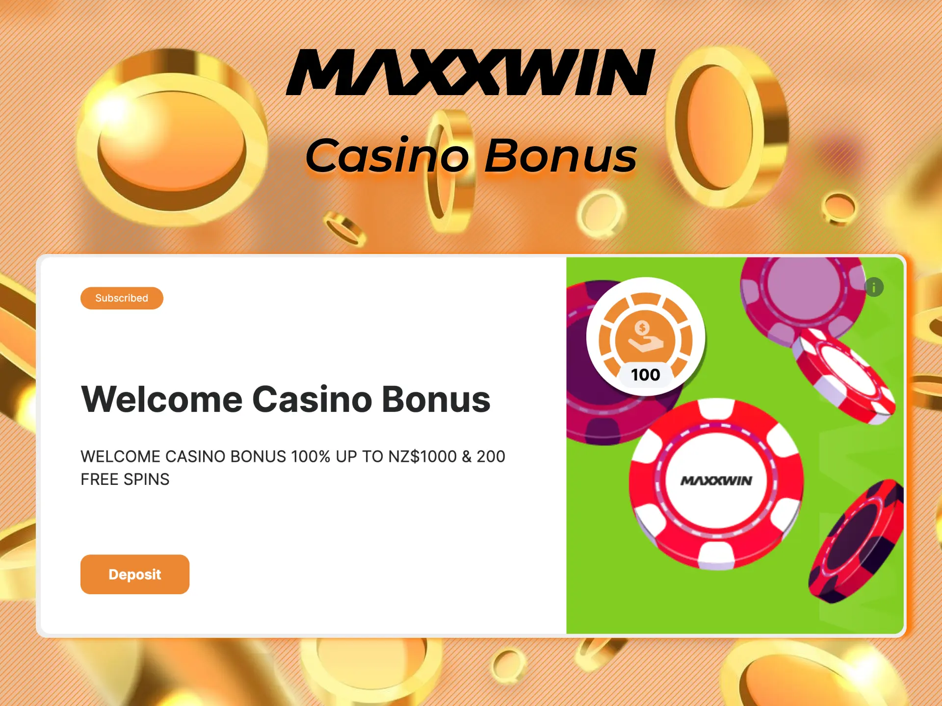 You may choose a bonus for the casino at Maxxwin.