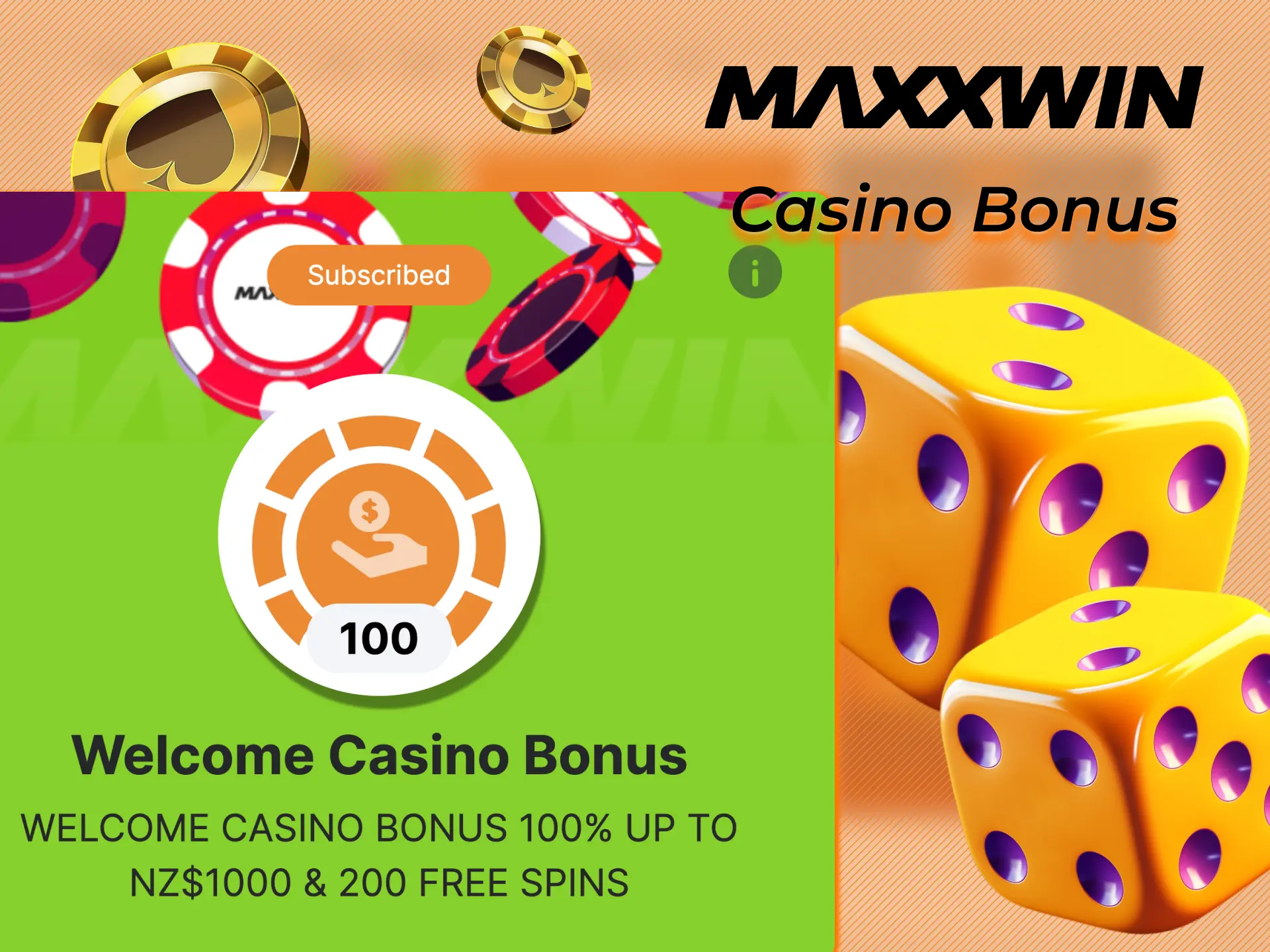 The casino bonus is waiting for you at Maxxwin.